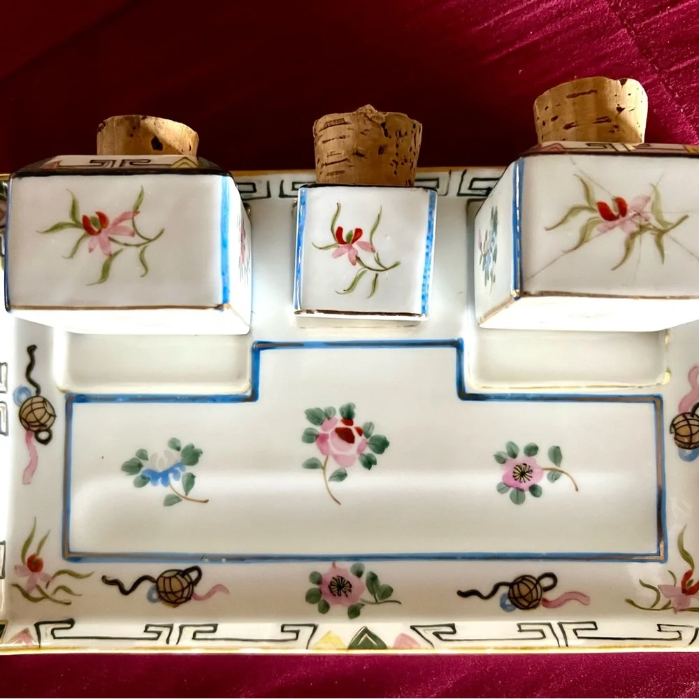 Inkwell or spice jar set, highly collectible,porcelain Nippon marked M Morimura - Picture 10 of 12